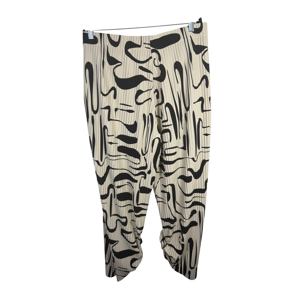 COS Abstract Print Pull On Wide Leg Cream Black Pants Size Large - Picture 2 of 6
